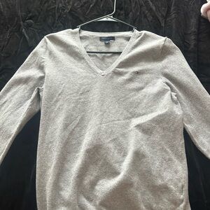 Tommy Hilfiger Light Gray V-Neck Sweater